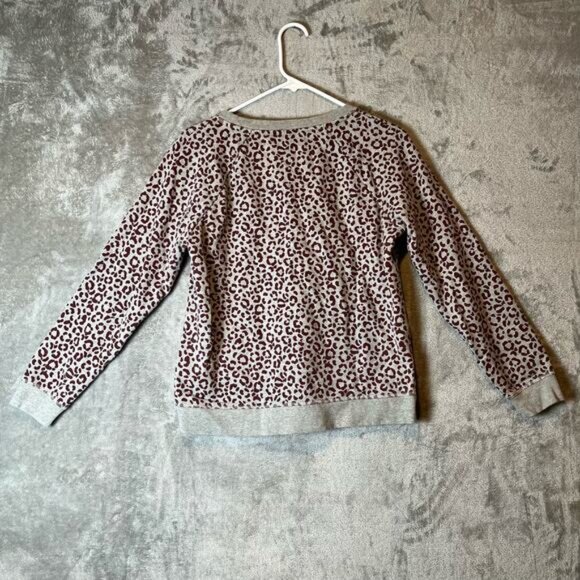 Boden Sz Small Animal Stamp Leopard Gray Maroon Long Sleeve Sweatshirt Women's - Picture 4 of 6